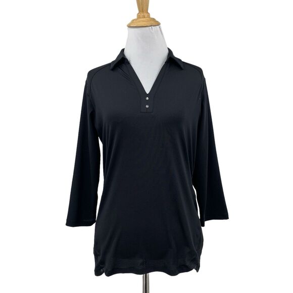 Sport Haley Shirt Womens S Small Black Mesh Panels 3/4 Sleeve Golf Performance - Picture 1 of 12